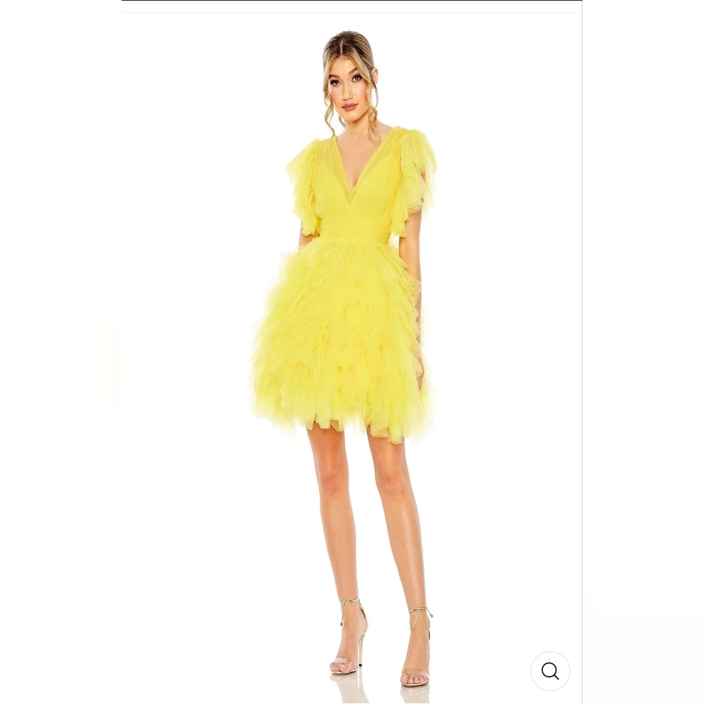 Mac Duggal Yellow Tulle Dress - Picture 4 of 11